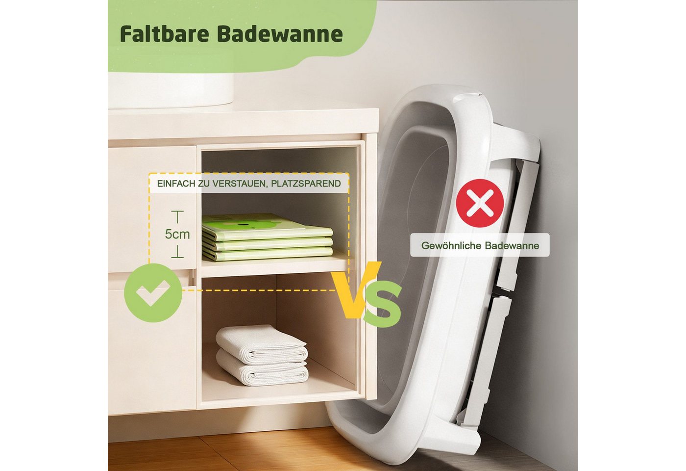 Toomoke Babybadewanne Faltbare Badewanne für Kinder,Tragbares Waschbecken,75 x 45 x 23cm, (mit 28 cm Rückenlehne,für Neugeborene und Kleinkinder), BPA-frei, Rutschfest,Sicher,umweltfreundliches PVC Bild 4