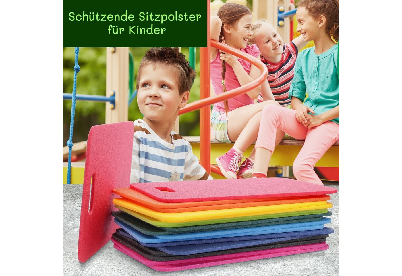 Yate Thermositzkissen Yate Set 18 Schaumstoff Sitzkissen viereckig mit Griff Sitzunterlagen, mit Griff, in Regenbogenfarben Bild 3