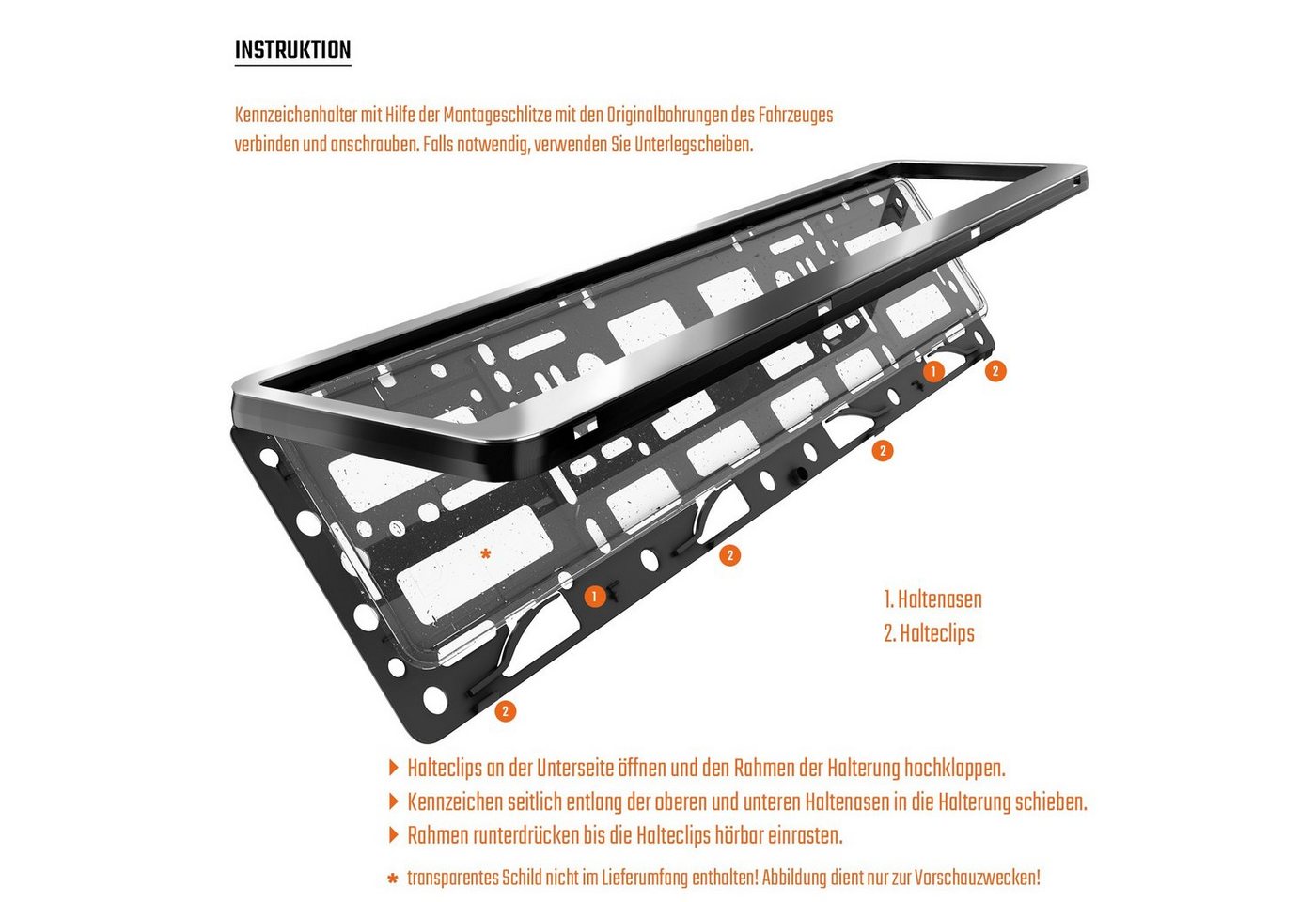 L & P Car Design Kennzeichenhalter für Auto Edelstahl hochglanz poliert Kennzeichenhalter V2A, (2 Stück) Bild 3