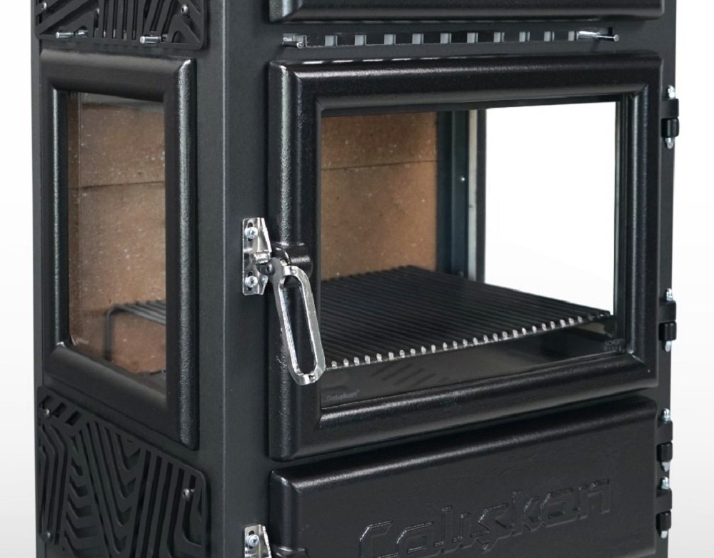 Caliskan Kaminofen Dreischeiben-Holzherd 306-3D Backfach+Herdplatte, 12.10 kW