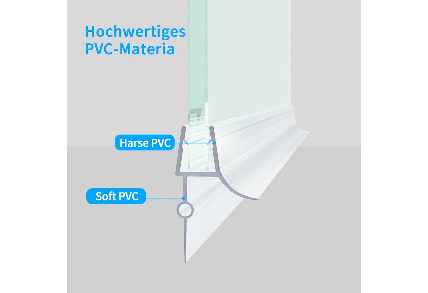 Boromal Duschdichtung für 7-8mm Glas 2 / 4 Stück Wasserabweiser Ersatzdichtung Schwallschutz, L: 100 cm, (2-St., für Glastür Duschtür Duschkabine), mit zwei Lippen