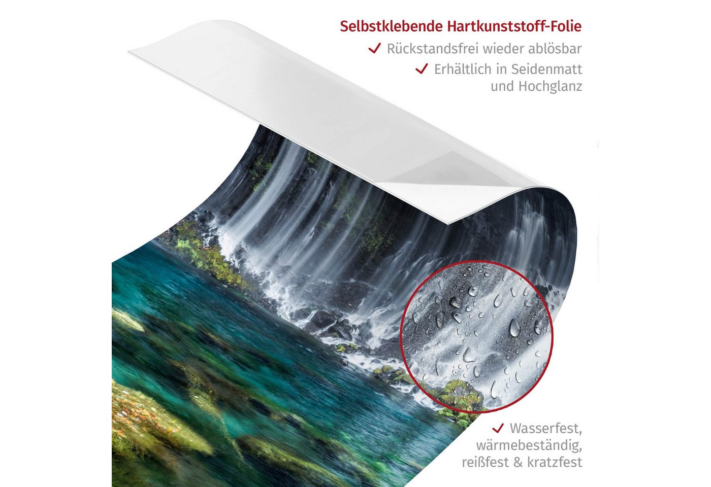 Bilderdepot24 Duschrückwand Wasserfall petrol Duschrückwand ohne Bohren Wald Natur, (2-tlg., 0,61 mm starke Folie selbstklebend Wandpaneele Dusche versch. Größen), fugenlose & wasserfeste Motiv Rückwand Wandverkleidung für Duschkabine