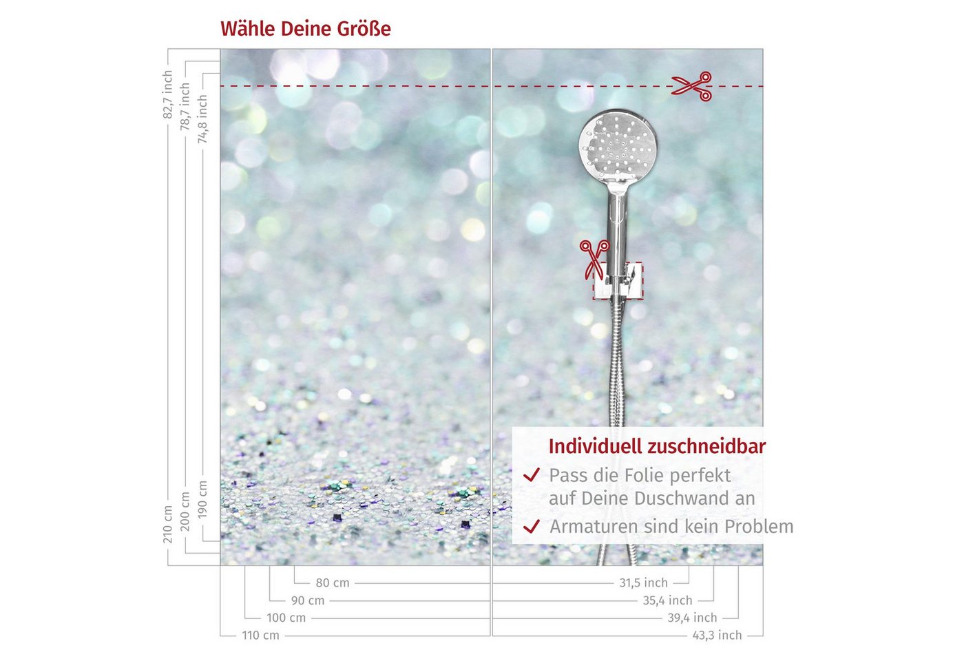 Bilderdepot24 Duschrückwand Steinoptik türkis Duschrückwand ohne Bohren Dusche Muster, (2-tlg., 0,61 mm starke Folie selbstklebend Wandpaneele Dusche versch. Größen), fugenlose & wasserfeste Motiv Rückwand Wandverkleidung für Duschkabine Bild 4