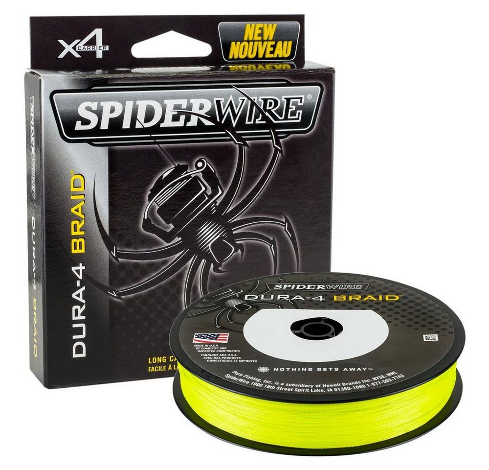 Spiderwire Angelschnur Spiderwire Dura 4 Braid Geflochtene Schnur 150m 300m Angelschnur Gelb, 0.12 m Länge