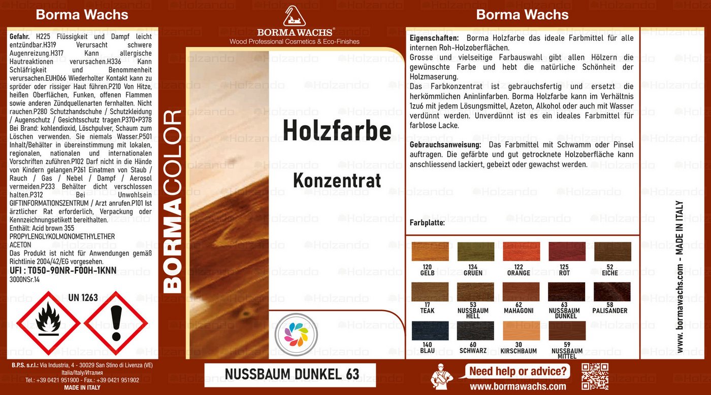 BORMA Holzbeize Konzentrat Beize "HOLZFARBE", Vielseitig einsetzbar und mischbar für individuelle Farbtöne. Bild 3