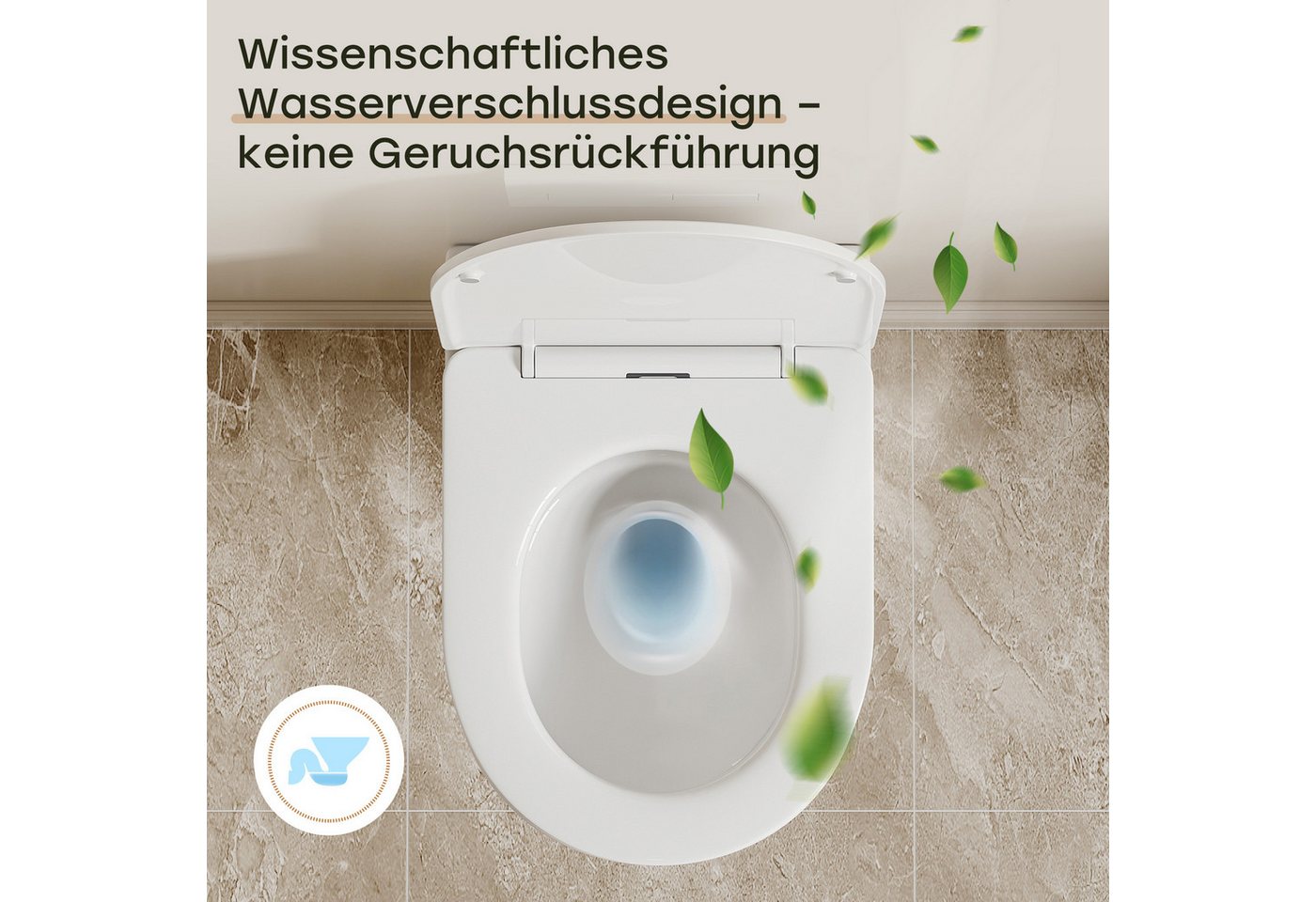 HOROW Tiefspül-WC Hänge WC, Wand-WC Spülrandlos, Toilette inkl. Toilettendeckel, Wand WC, Abgang Art Abgang, Set, Wand-WC mit WC-Sitz Absenkautomatik Bild 2