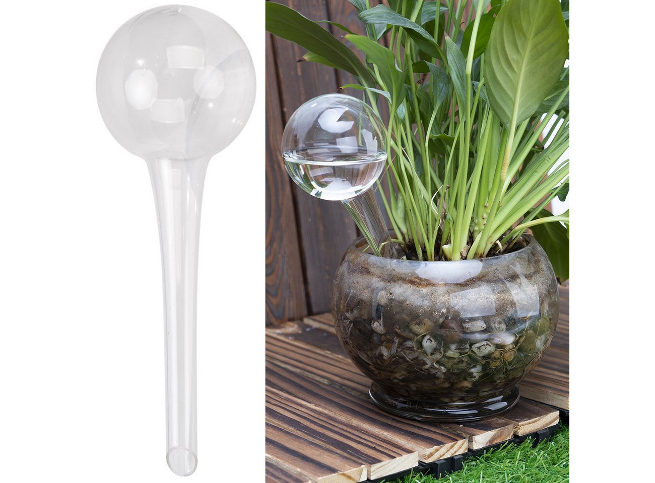 Casativo Bewässerungskugel Wassersparende Pflanzen Bewässerungskugeln aus Glas, Ø 6 x H 15 cm, Für Topf- und Balkonpflanzen, aus echtem Glas, Füllmenge ca. 75 ml