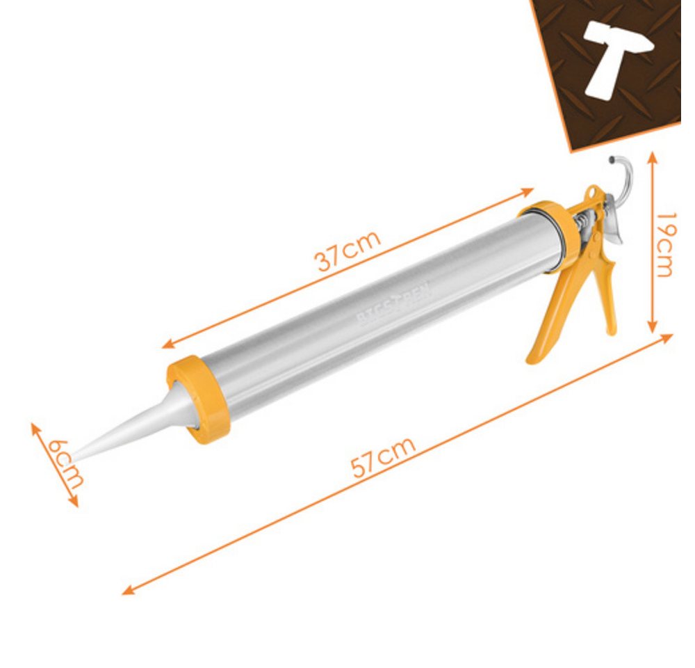 BIGSTREN Bauschaumpistole Silikon-Kartuschenpistole 600 ml Bauschaumpistole, Spar-Set, 1-tlg., Fugenmasse, Inklusive 5 wechselbarer Düsen und 5 Spezialspateln