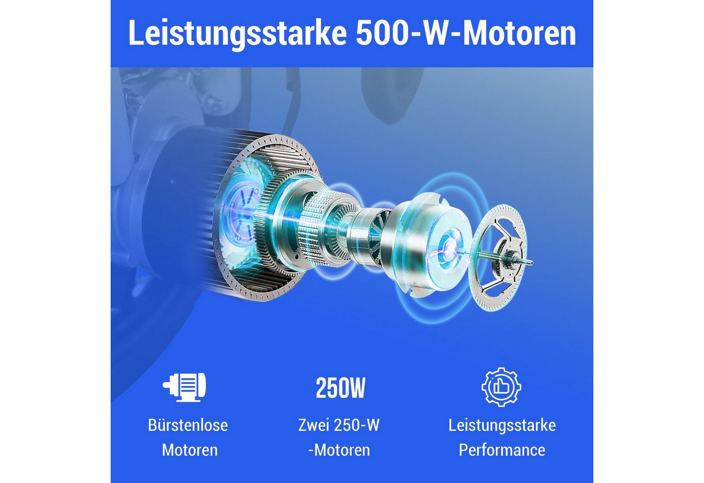 Vankel Elektrorollstuhl klappbar leicht elektr. Rollstuhl 500W, max.20 km max.150 kg, mit 360°-Joystick, 12° Steigfähigkeit & Anti-Kipp-Rädern Bild 2