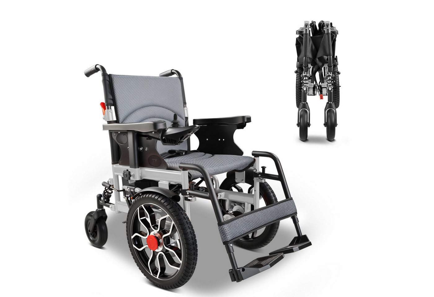 Vankel Elektrorollstuhl klappbar leicht elektr. Rollstuhl 500W, max.20 km max.150 kg, mit 360°-Joystick, 12° Steigfähigkeit & Anti-Kipp-Rädern Bild 3