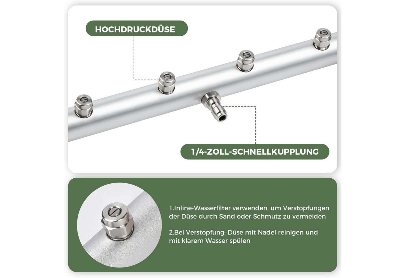 JOYOLEDER Hochdruckreiniger-Düse Unterbodenwäsche Auto für Hochdruckreiniger, (Unterbodenreiniger Hochdruck mit 3 Verlängerungsrohren & 1/4 Zoll Schnellanschluss, Auto Unterbodenwäsche 4000 PSI für Gärten, SUV, Wohnmobile, LKWs,Gehwege) Bild 2