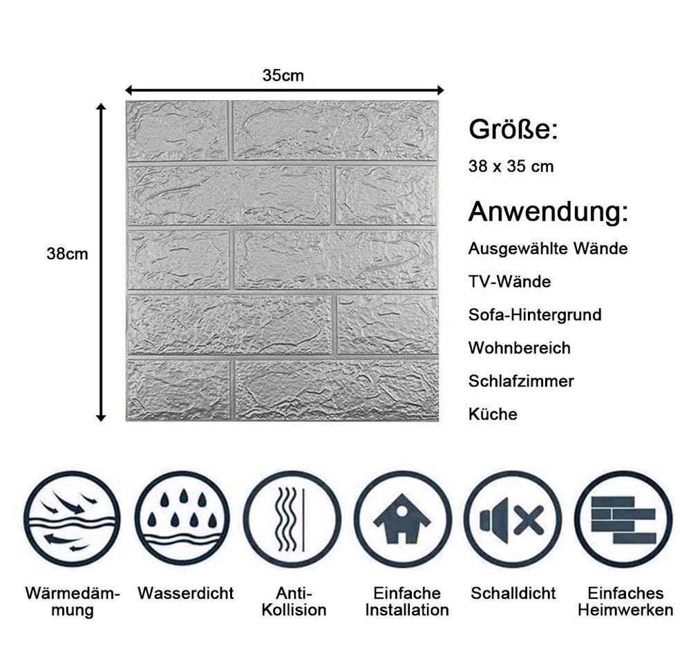 TUWENA 3D Wandpaneel 10/20 Stück 3D Wandpaneele Wandverkleidung Selbstklebend Tapeten, (20-tlg) Bild 4