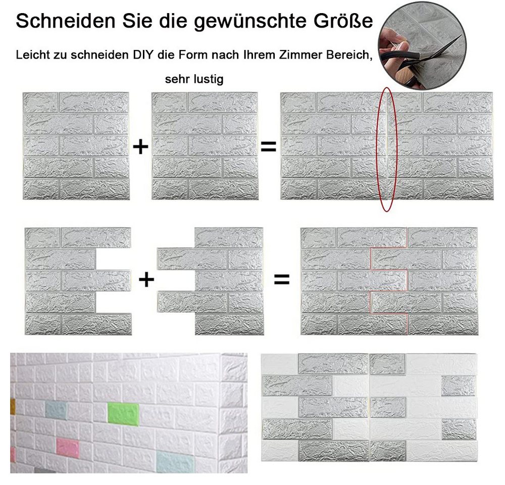 TUWENA 3D Wandpaneel 10/20 Stück 3D Wandpaneele Wandverkleidung Selbstklebend Tapeten, (10-tlg)