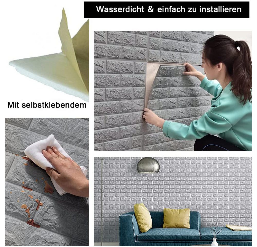 TUWENA 3D Wandpaneel 10/20 Stück 3D Wandpaneele Wandverkleidung Selbstklebend Tapeten, (10-tlg) Bild 2
