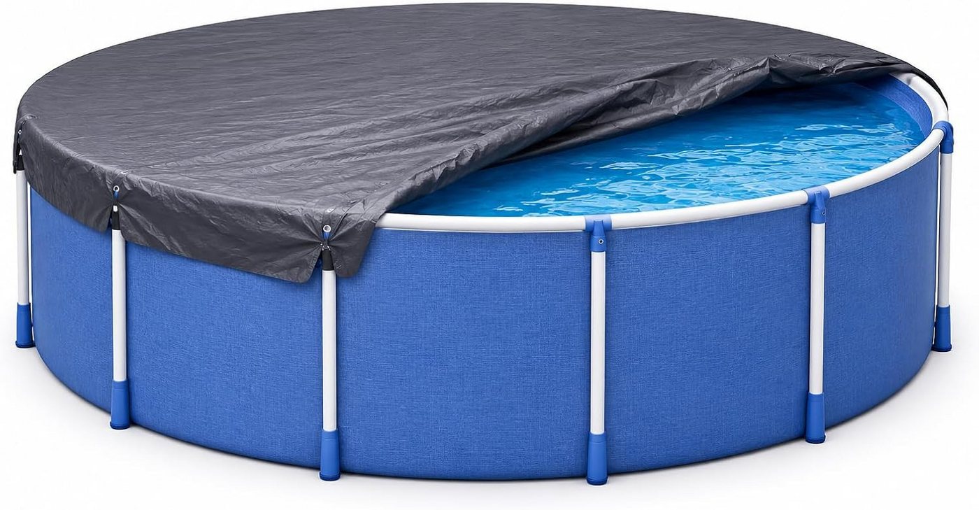 toolmate® Poolüberdachung Poolplane rund 200 g/m² – Schwarze Solar Poolabdeckung UV-resistent