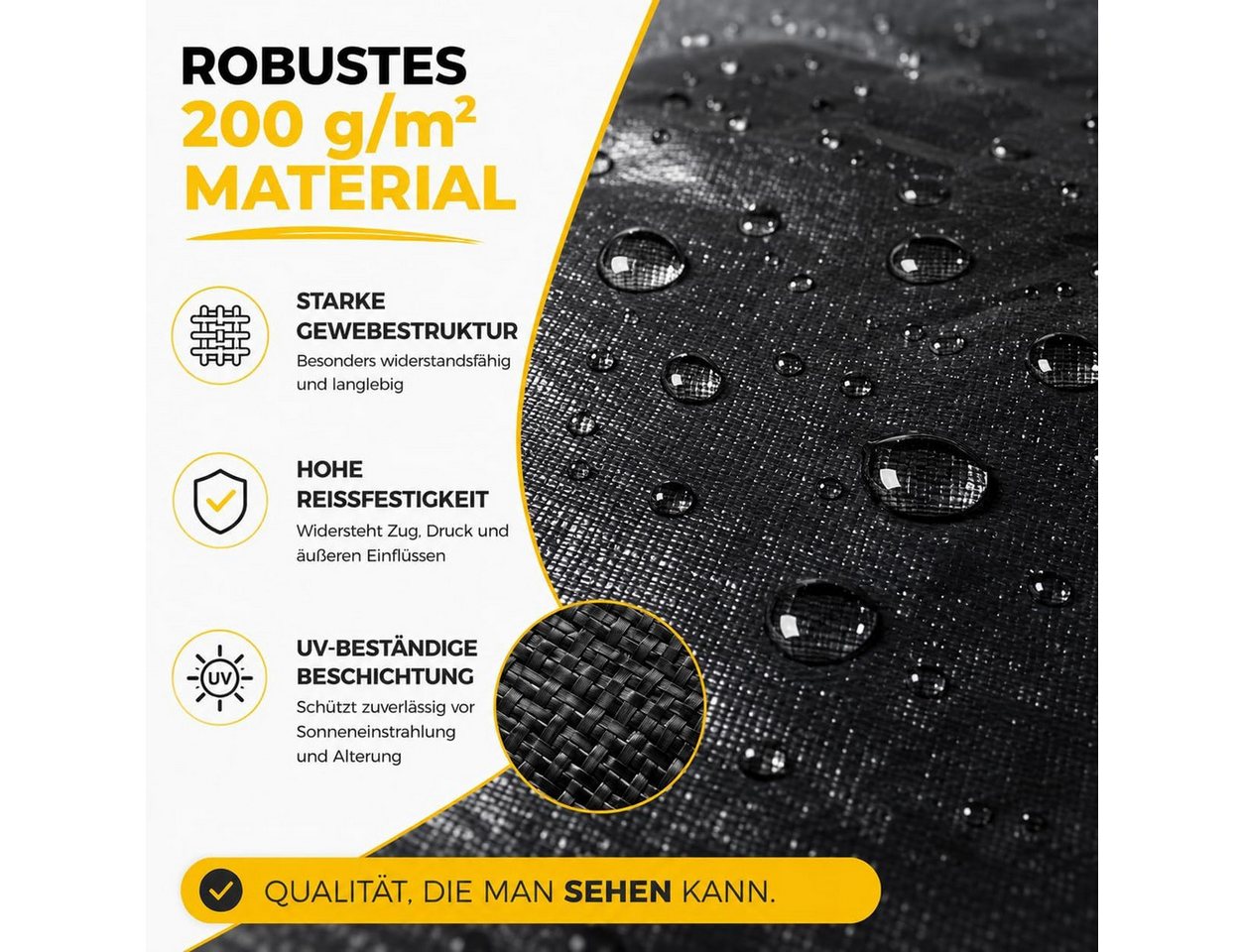 toolmate® Poolüberdachung Poolplane rund 200 g/m² – Schwarze Solar Poolabdeckung UV-resistent Bild 2