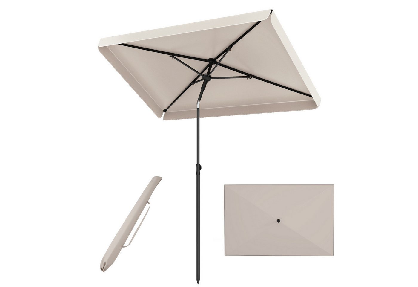 COSTWAY Sonnenschirm, LxB: 200x130 cm, Balkonschirm rechteckig, Gartenschirm