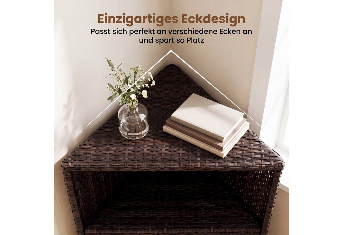 COSTWAY Garten-Geräteschrank, BxT: 47x66 cm, Terrassenschrank Rattan Ecke Bild 5