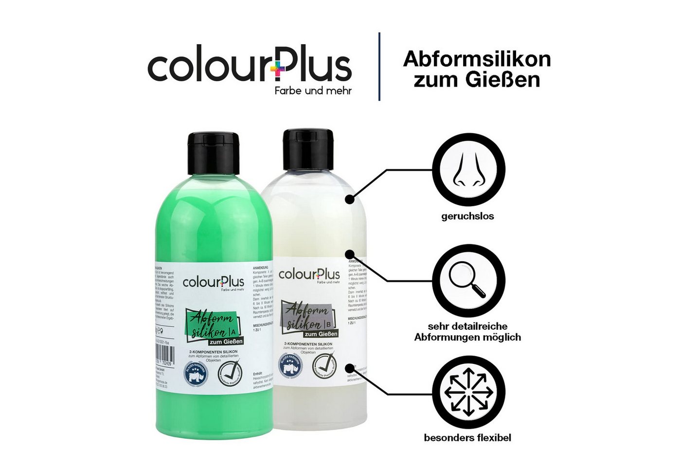 ColourPlus Spachtelmasse Abformsilikon, 2K-Silikon 1:1, detailtreu, reißfest, schrumpfungsfrei, geruchlos