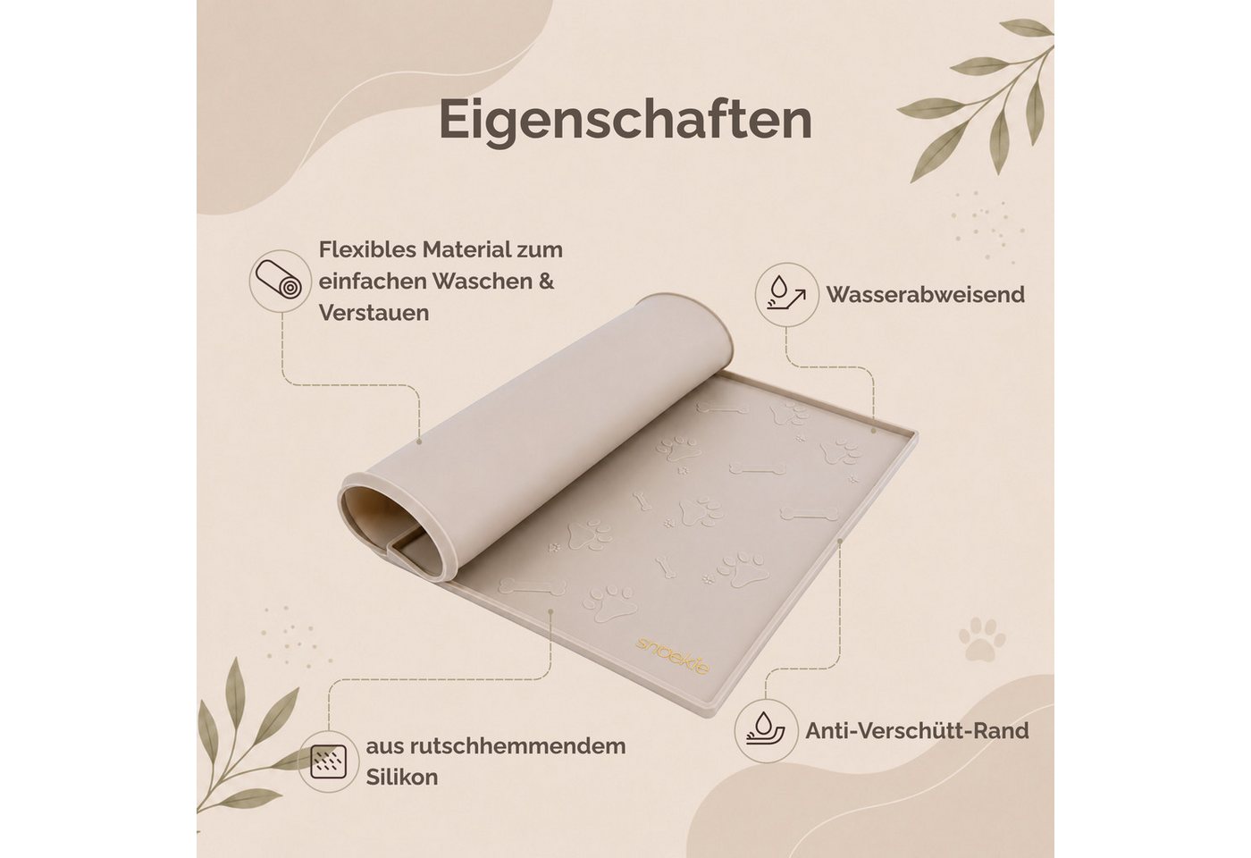 SNOEKIE Napfunterlage SNOEKIE große Futtermatte für Hunde & Katzen – Silikon-Napfunterlage Bild 4