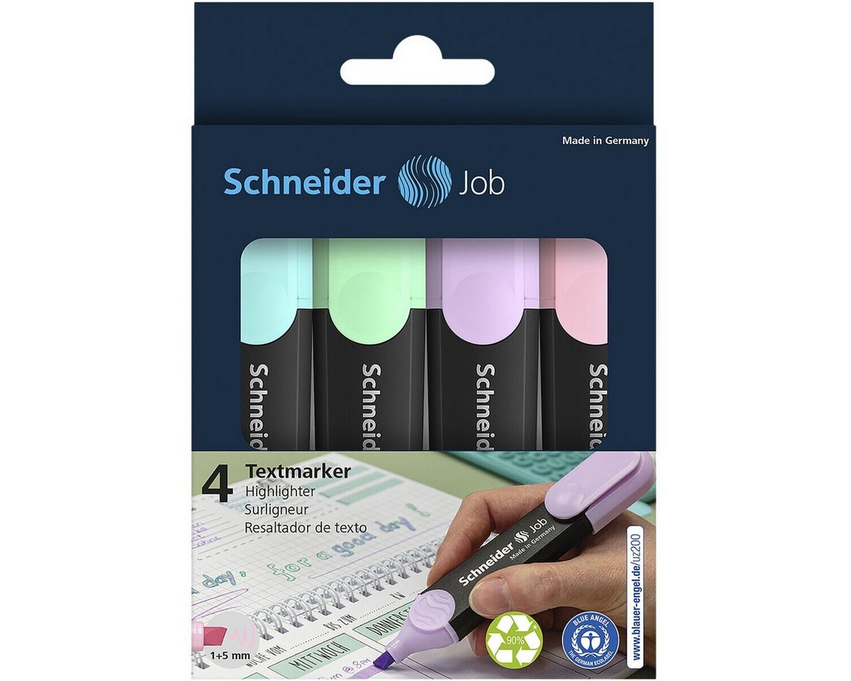Schneider Marker Job Pastell, (4-tlg), Textmarker in Pastellfarben, im Kunststoffetui Bild 5