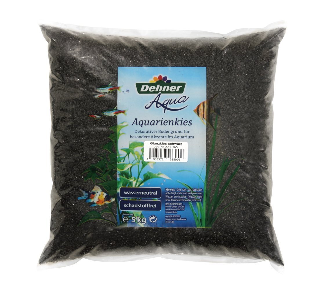 Dehner Aquarienkies Aqua Glanzkies, Körnung 2-3 mm, 5 kg, schwarz