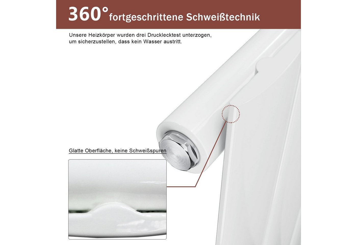 ELEGANT Heizkörper Design heizkörper Flach Vertikal Mittelanschluss Weiß, 1600/1800x311mm mit Multiblock, Warmwasser, Einlagig / Doppellagig Bild 4