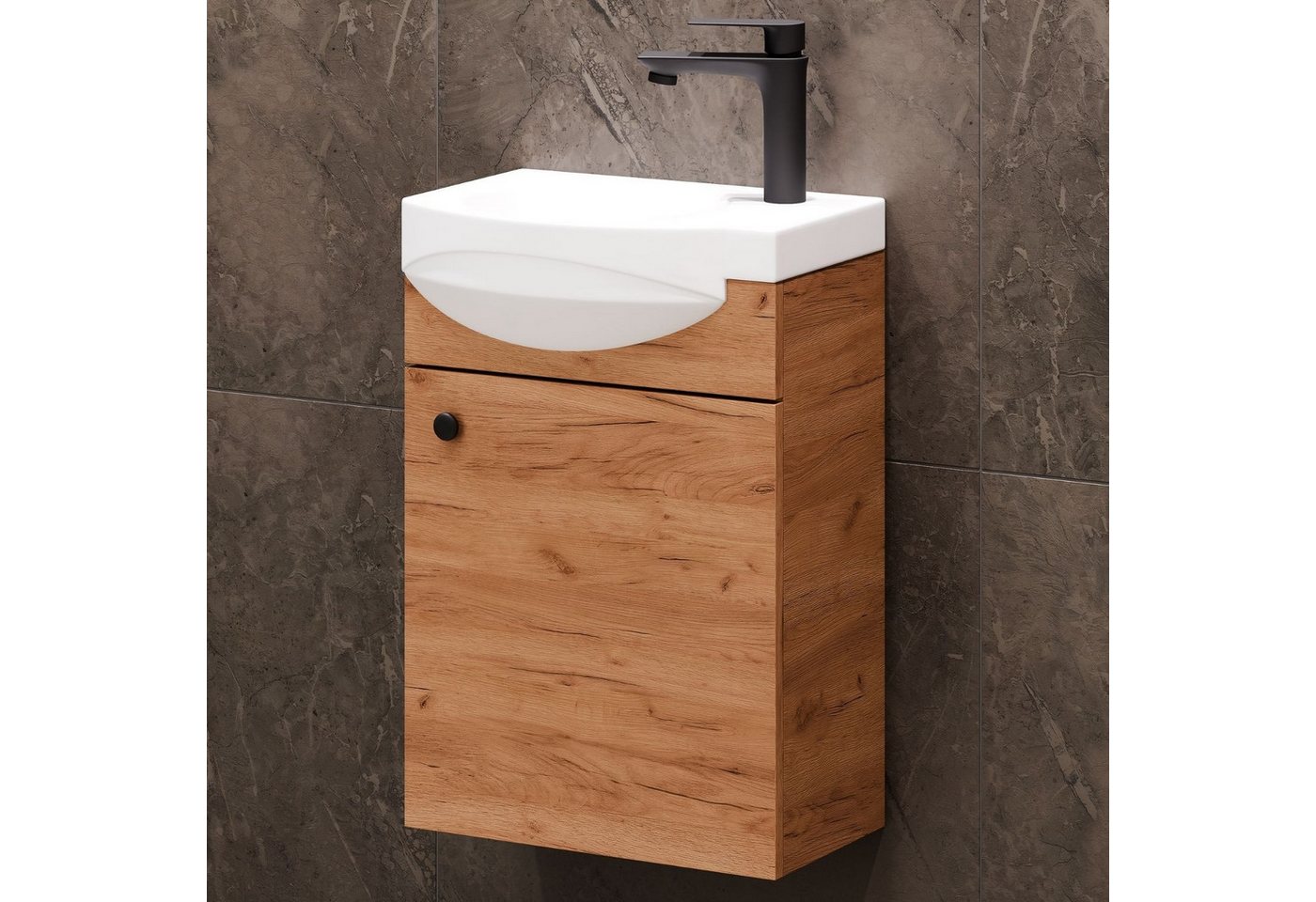 Planetmöbel Waschtisch Waschtischunterschrank 40cm Gold Eiche Bild 5