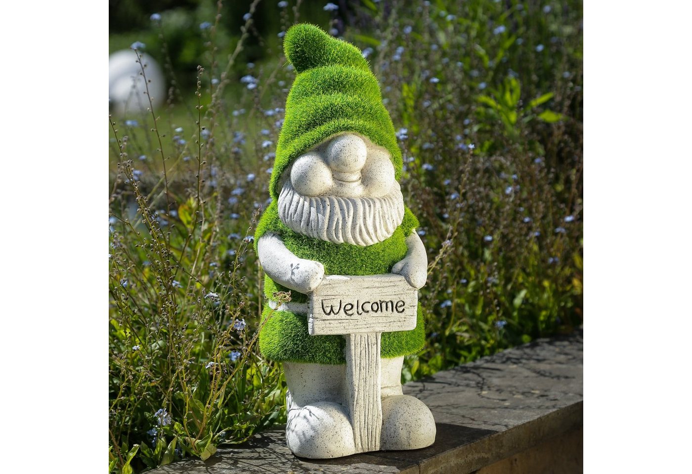 MARELIDA Gartenzwerg Gartenzwerg mit Welcome Schild Dekofigur Magnesia Gartenfigur 38cm, (1 St) Bild 2