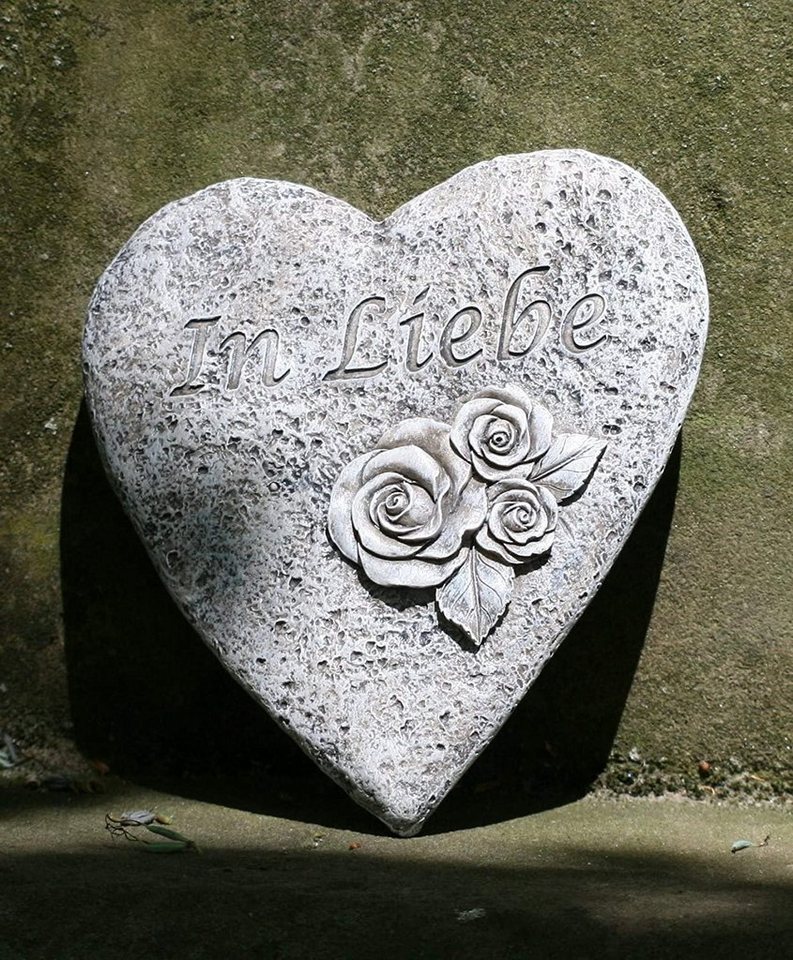 Bambelaa! Gartenfigur Grabschmuck Grabdeko Herz Inschrift „In Liebe“ Steinharz Friedhof Bild 2