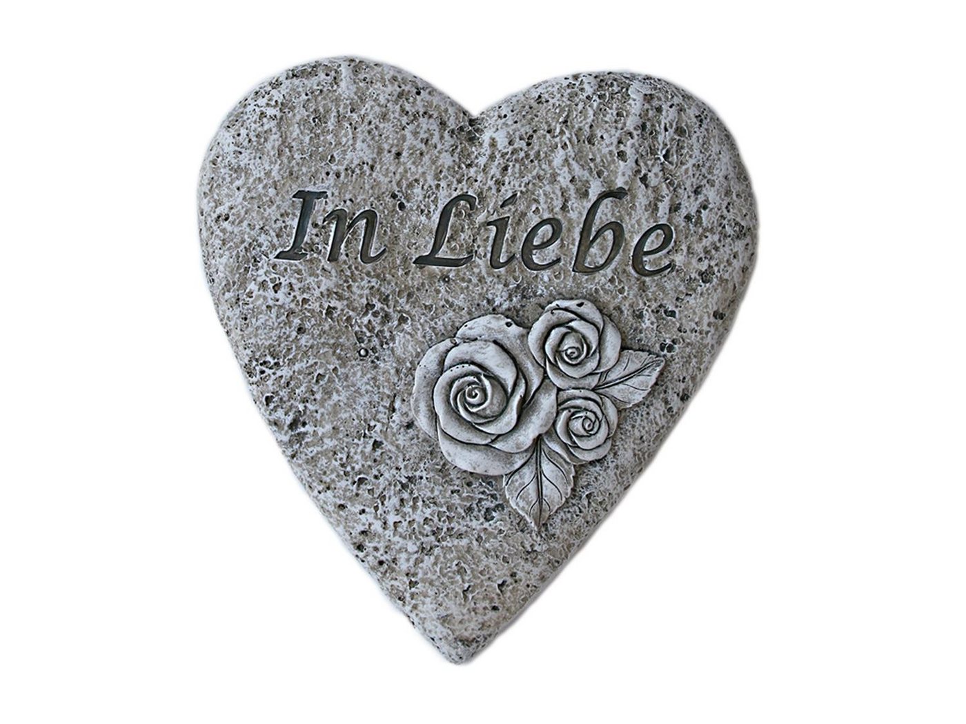 Bambelaa! Gartenfigur Grabschmuck Grabdeko Herz Inschrift „In Liebe“ Steinharz Friedhof Bild 4