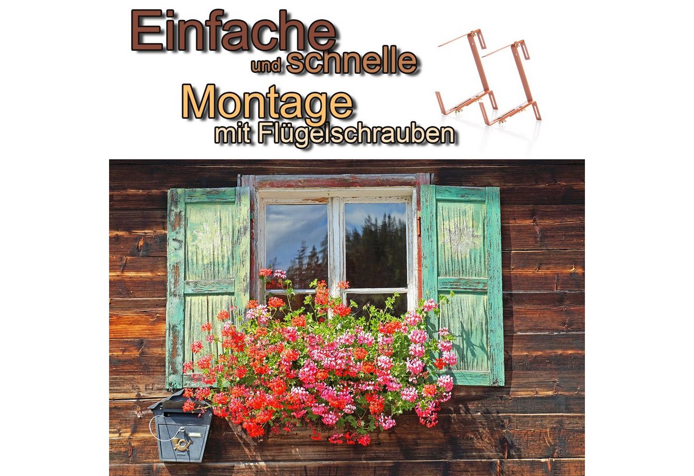 BigDean Blumenkastenhalter Blumenkastenhalterung 4 Stück Terrakotta für Balkon und Geländer Bild 2