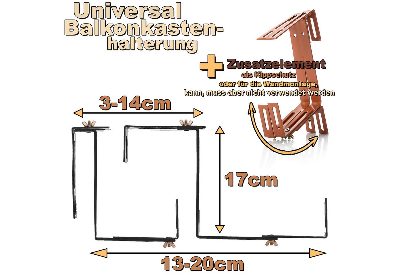 BigDean Blumenkastenhalter Blumenkastenhalterung 4 Stück Terrakotta für Balkon und Geländer Bild 5
