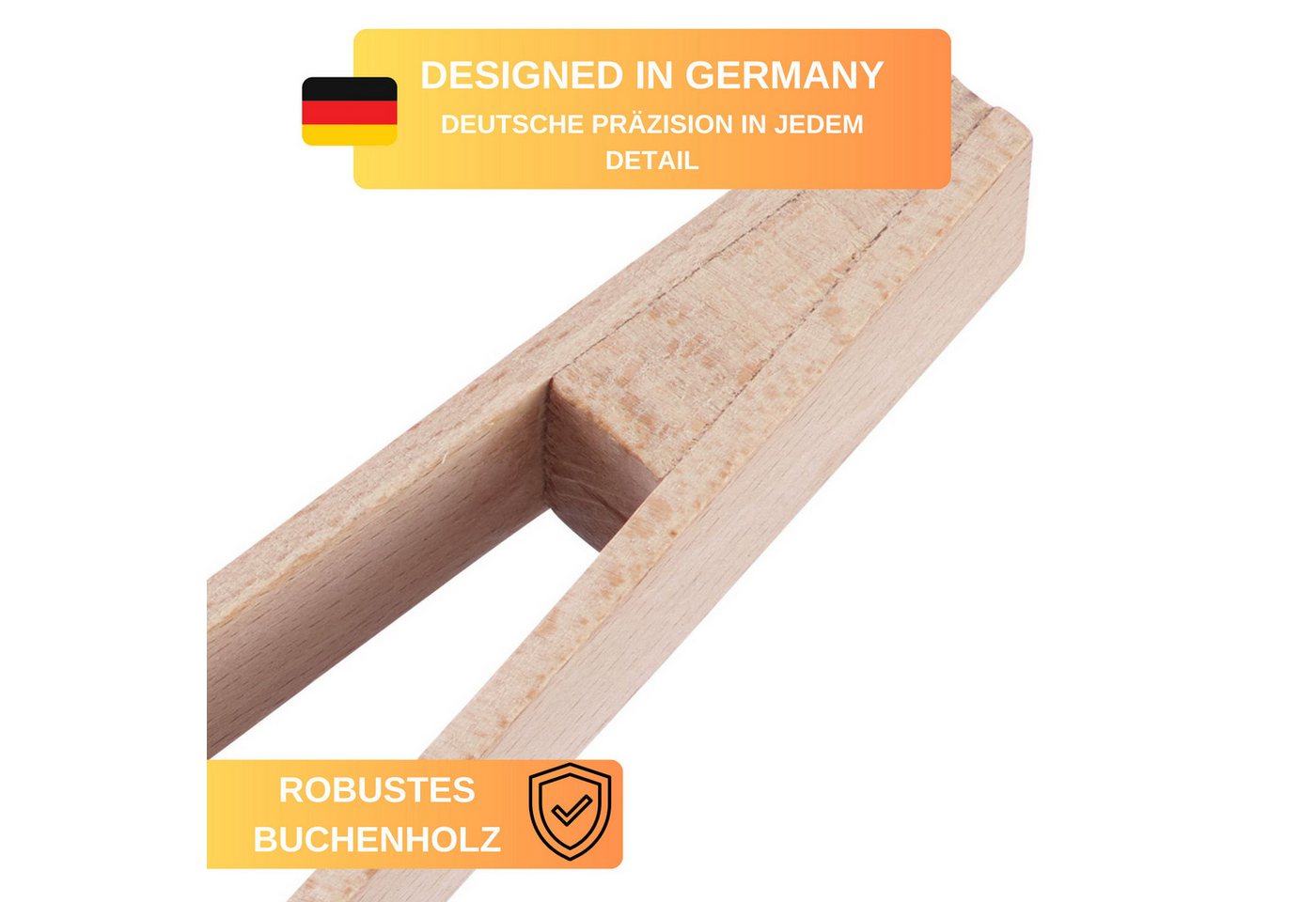 Thiru Grillzange 32 cm aus robustem Buchenholz mit Wellenprofil Bild 2