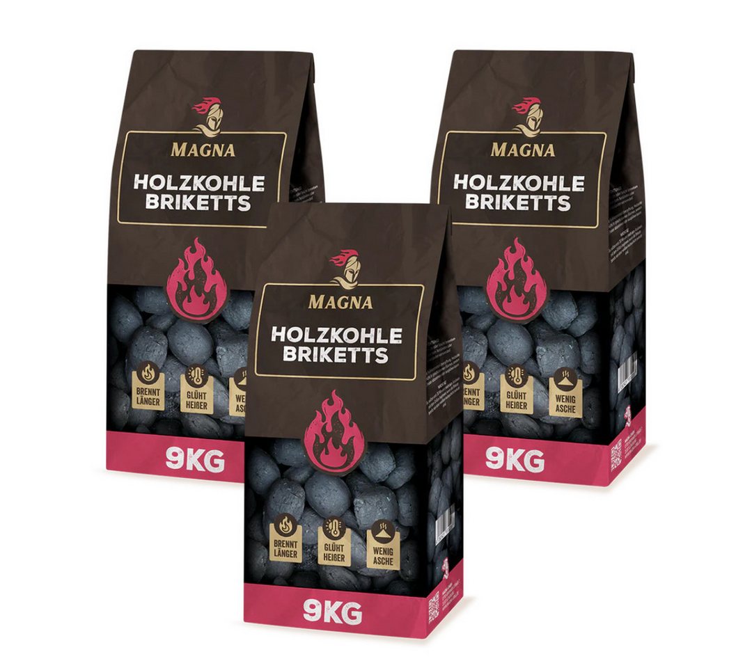Magna Holzbriketts Holzkohlebriketts 27 KG (9KGx3), 27 kg