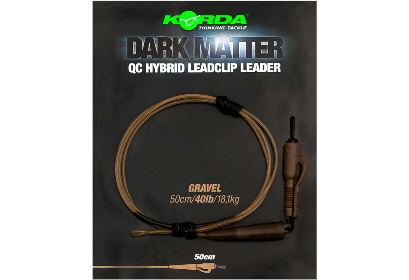 Korda Vorfachschnur Korda 50cm 40lb Dark Matter Leader QC Hybrid Clip - Karpfenvorfach, (1-St)