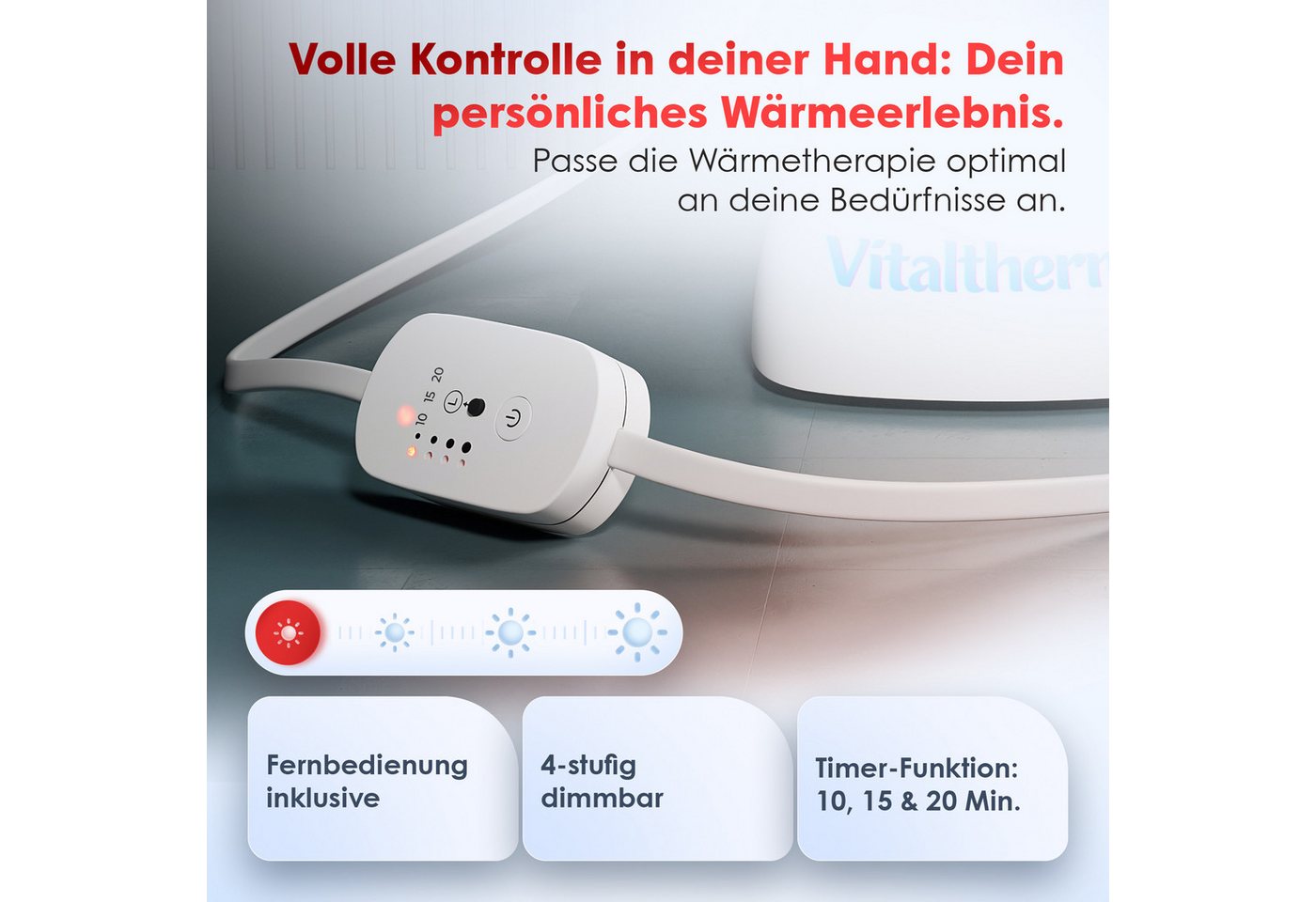 Vitaltherm Infrarotlampe IR 150 Protect Rotlichtlampe Wärmelampe – Infrarotlampe mit Timer, PAR 38 Infrarotbirne Bild 2