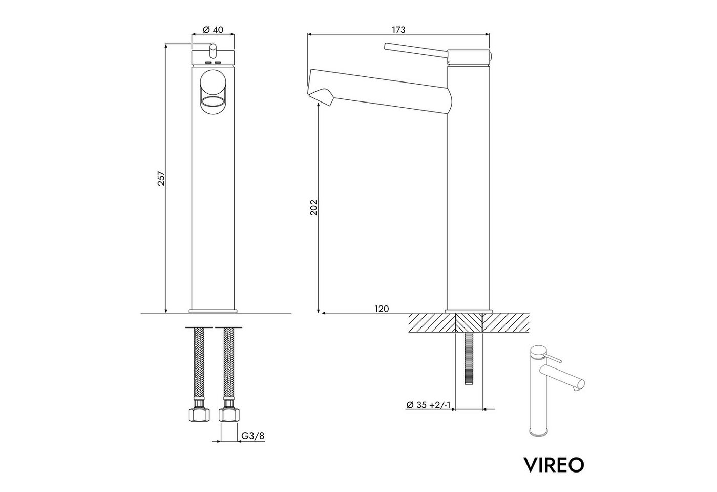 Bernstein Waschtischarmatur VIREO L Chrom CloudFlow-Funktion Bild 3