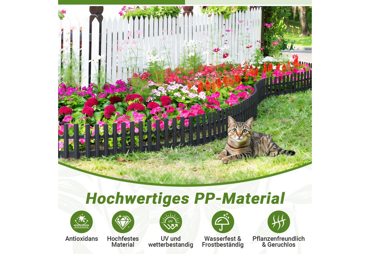 Clanmacy Beetumrandung Rasenkante Beetumrandung 6 tlg 43 cm Anthrazit mit 12 Erdnägeln Bild 3