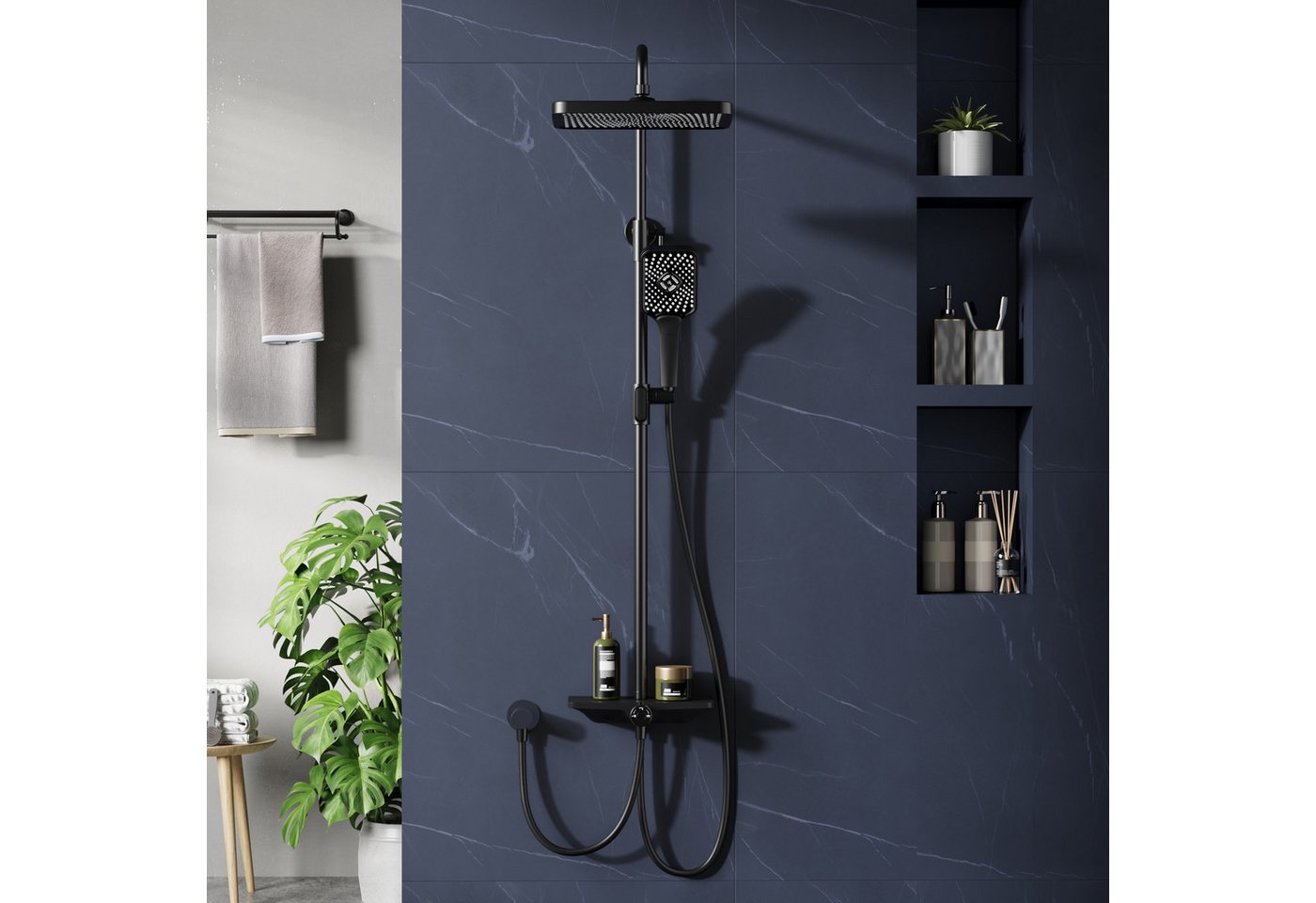 GarveeMore Brausegarnitur Duschsystem, Regendusche mit Umsteller, Handbrause