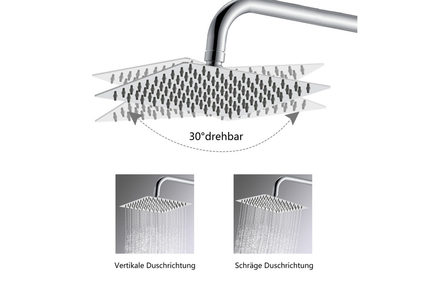 duschspa Duschsystem mit Thermostat, 2 Strahlart(en), 72-125 cm Duschstangen Edelstahl Duschamaturenset Wassersparend