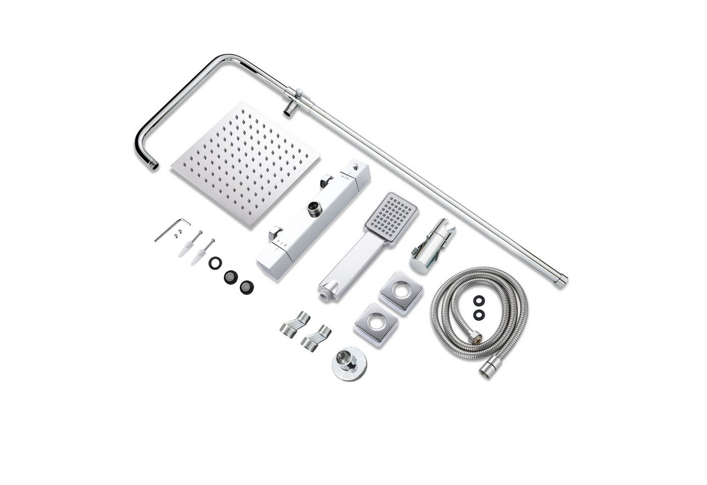 duschspa Duschsystem mit Thermostat, 2 Strahlart(en), 72-125 cm Duschstangen Edelstahl Duschamaturenset Wassersparend Bild 2