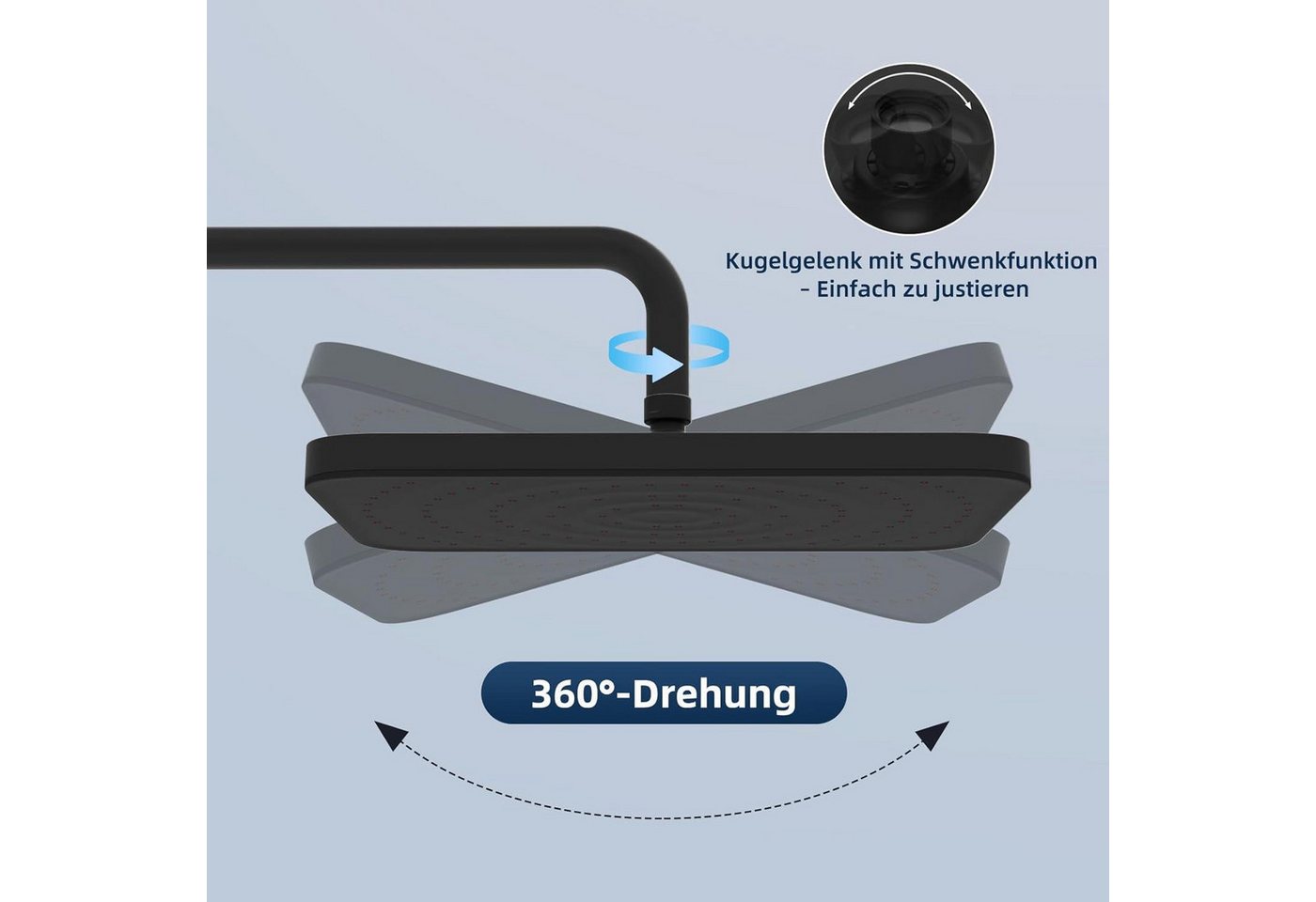 LuxusKollektion Regenduschkopf Regenbrause Selbstreinigende 360 Mattschwarz 12 X 8 Zoll Quadratisch Bild 4