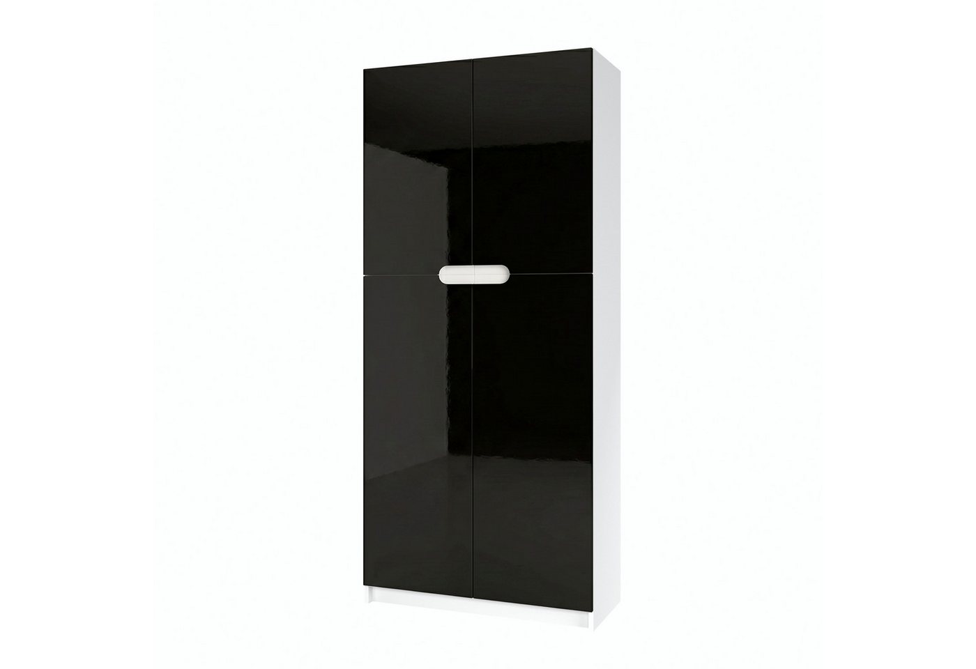 Vladon Aktenschrank Logan (Aktenschrank, mit 5 Fächern und 4 Türen) Weiß matt/Schwarz Hochglanz (82 x 184 x 37 cm) Bild 3