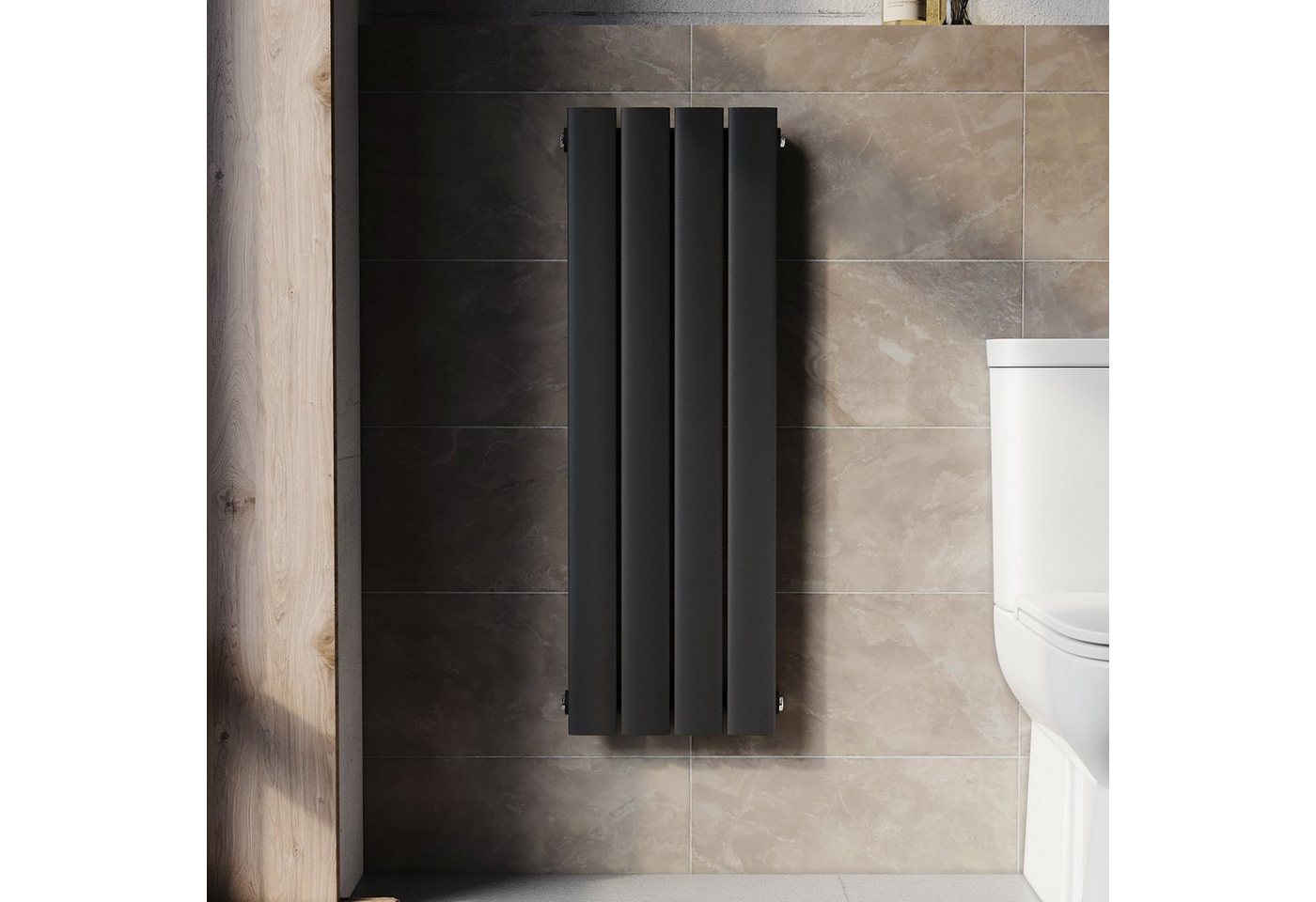 SONNI Designheizkörper Design Heizkorper klein Anthrazit Flach Vertikal WC 900x311mm 312 Watt, Flach, Paneelheizkörper, Heizungsbereich 3~4m², Mittelanschuss Bild 2
