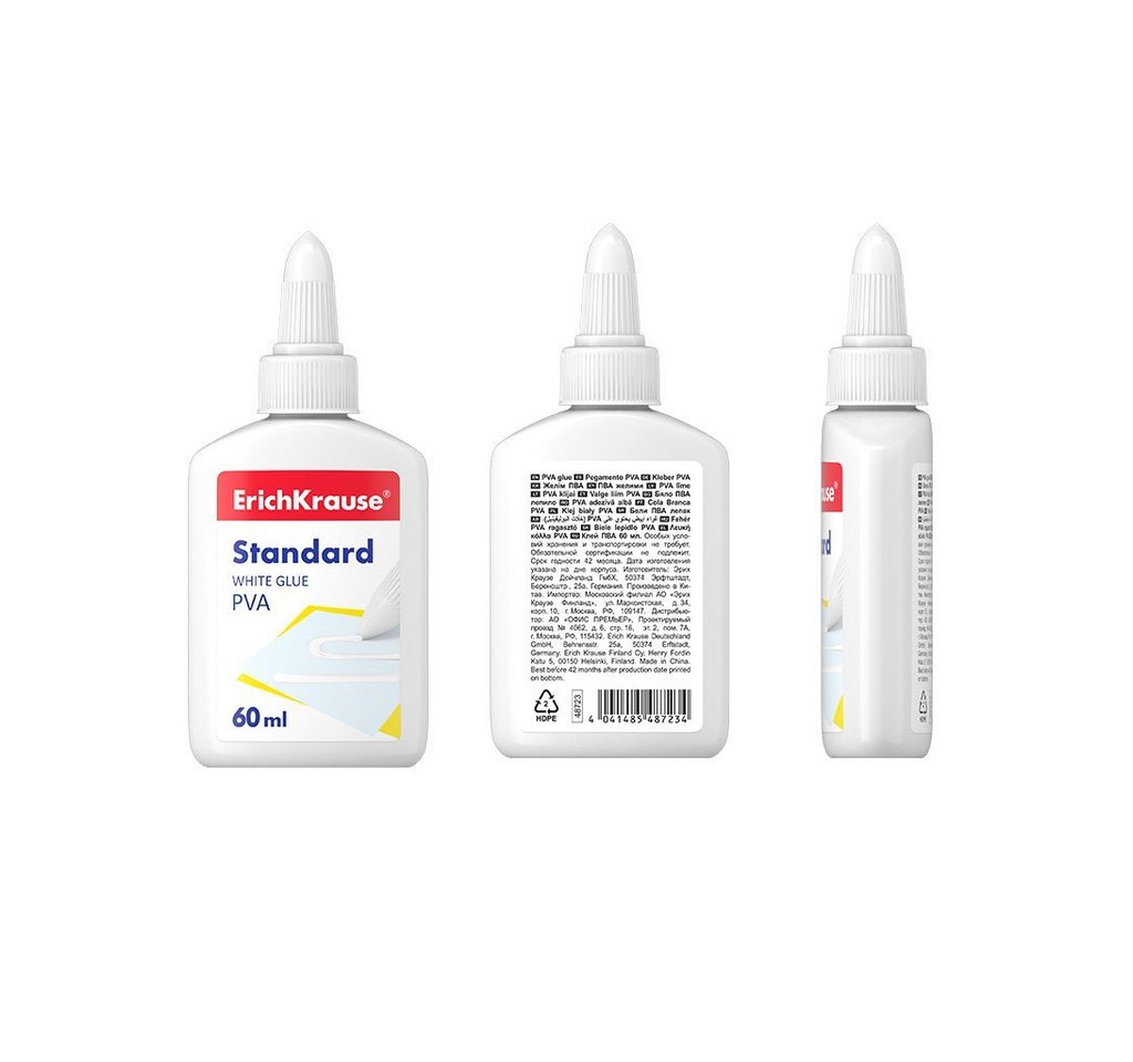 Erich Krause Bastelkleber, PVA Kleber weiß mit Applikator 60ml wasserlöslich 1 Stück Bild 3