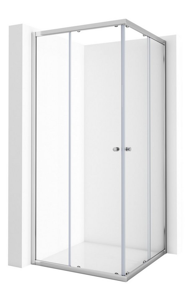 GOEZES Eckdusche Duschkabine 75x90 100x100 90x80 80x80 90x90 75x75 H:185cm, BxT: 75x90 cm, 5mm Sicherheitsglas, Eckeinstieg Dusche mit schiebetüren, Variabel Aluprofil, Schnellfreigabefunktion, Links und Recht montierbar Bild 4
