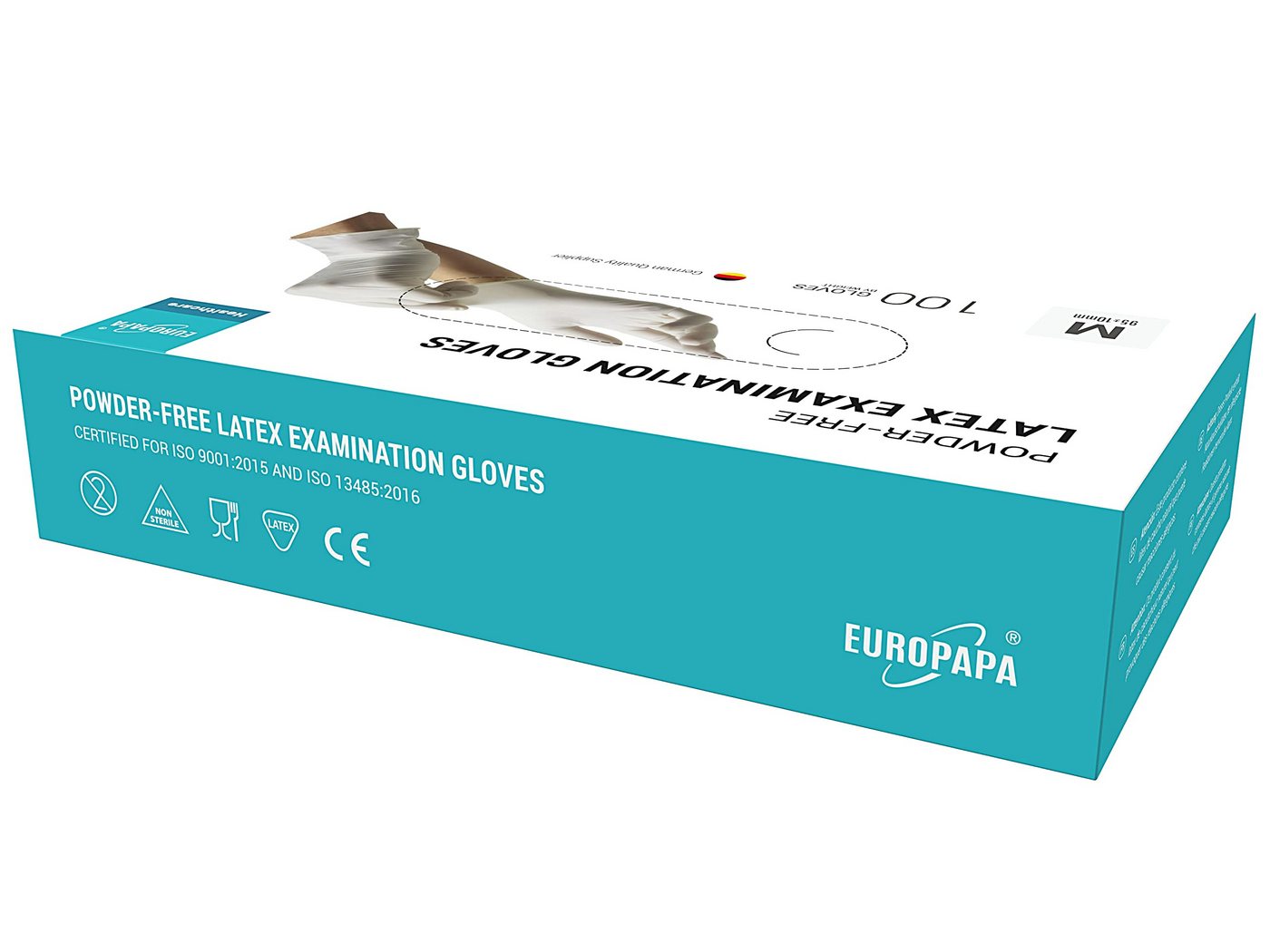 EUROPAPA Einweghandschuhe Latex Einweghandschuhe (Untersuchungshandschuhe EN455 und EN374 Handschuhe) puderfrei Einmalhandschuhe Bild 2