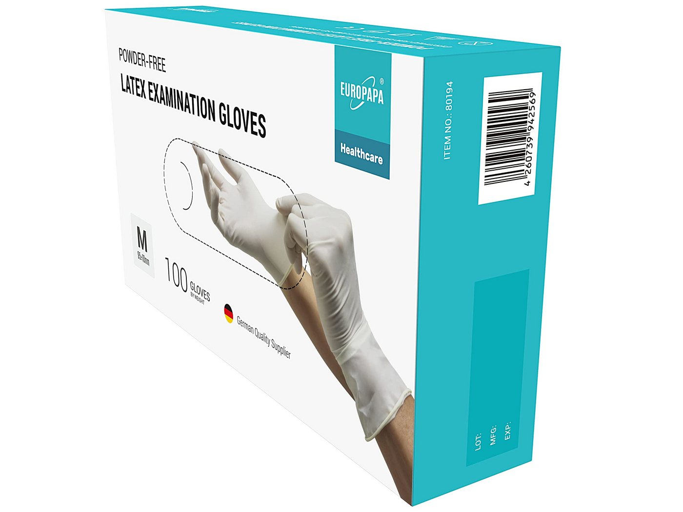 EUROPAPA Einweghandschuhe Latex Einweghandschuhe (Untersuchungshandschuhe EN455 und EN374 Handschuhe) puderfrei Einmalhandschuhe Bild 3