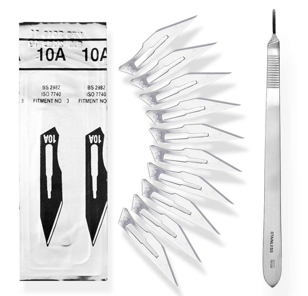 May Cuttermesser Set 10 Stück Skalpellklingen Figur 10A aus Karbonstahl Bild 4